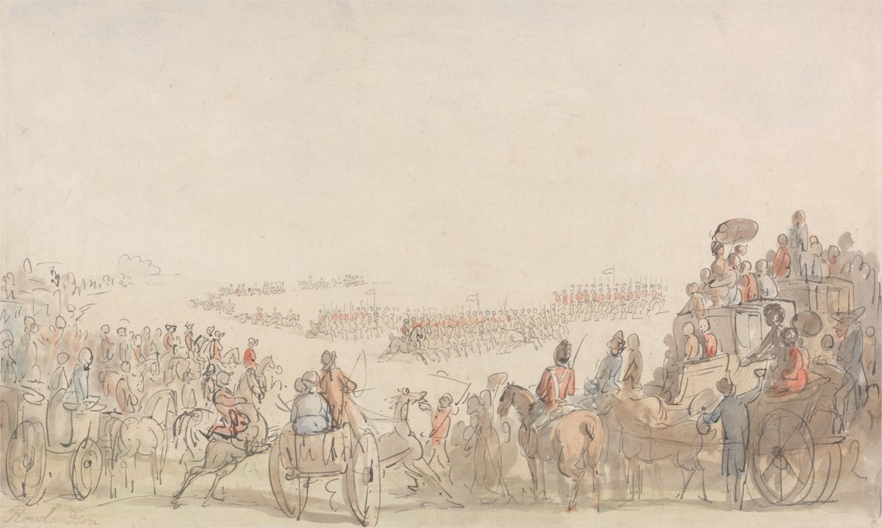 Revue des volontaires de la cavalerie légère à Wimbledon Common - Thomas Rowlandson