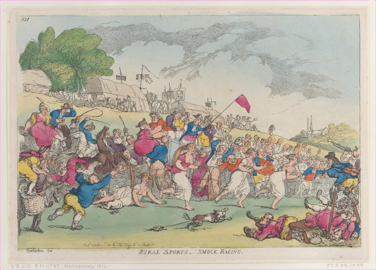 Sports ruraux, course en chemise, [1er octobre 1811], réimpression - Thomas Rowlandson