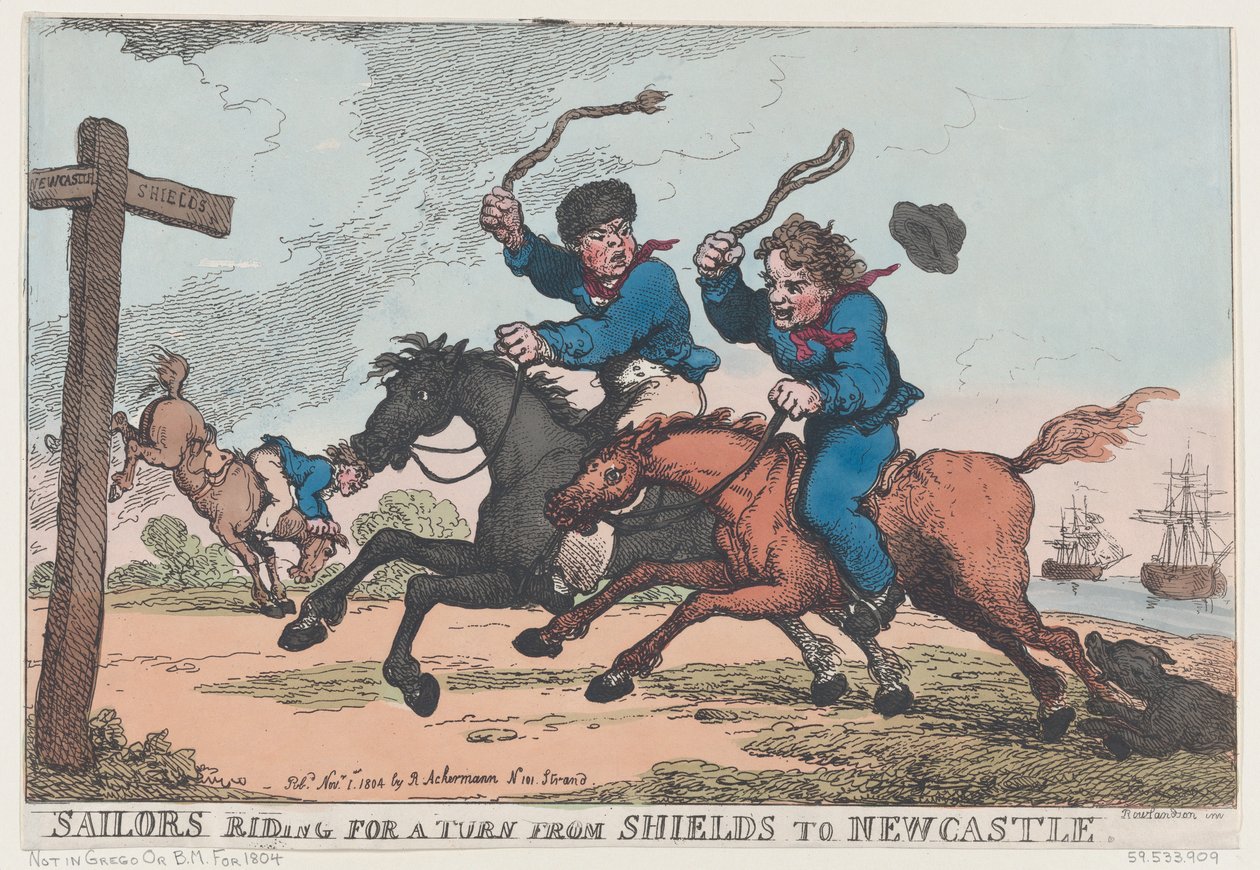 Marins chevauchant pour un tour de Shields à Newcastle, 1er novembre 1804 - Thomas Rowlandson