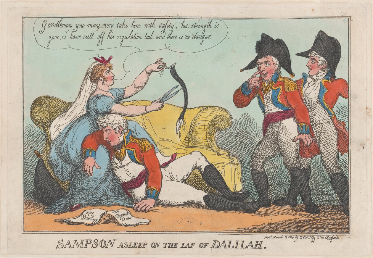 Samson endormi sur les genoux de Dalila, 19 mars 1809 - Thomas Rowlandson