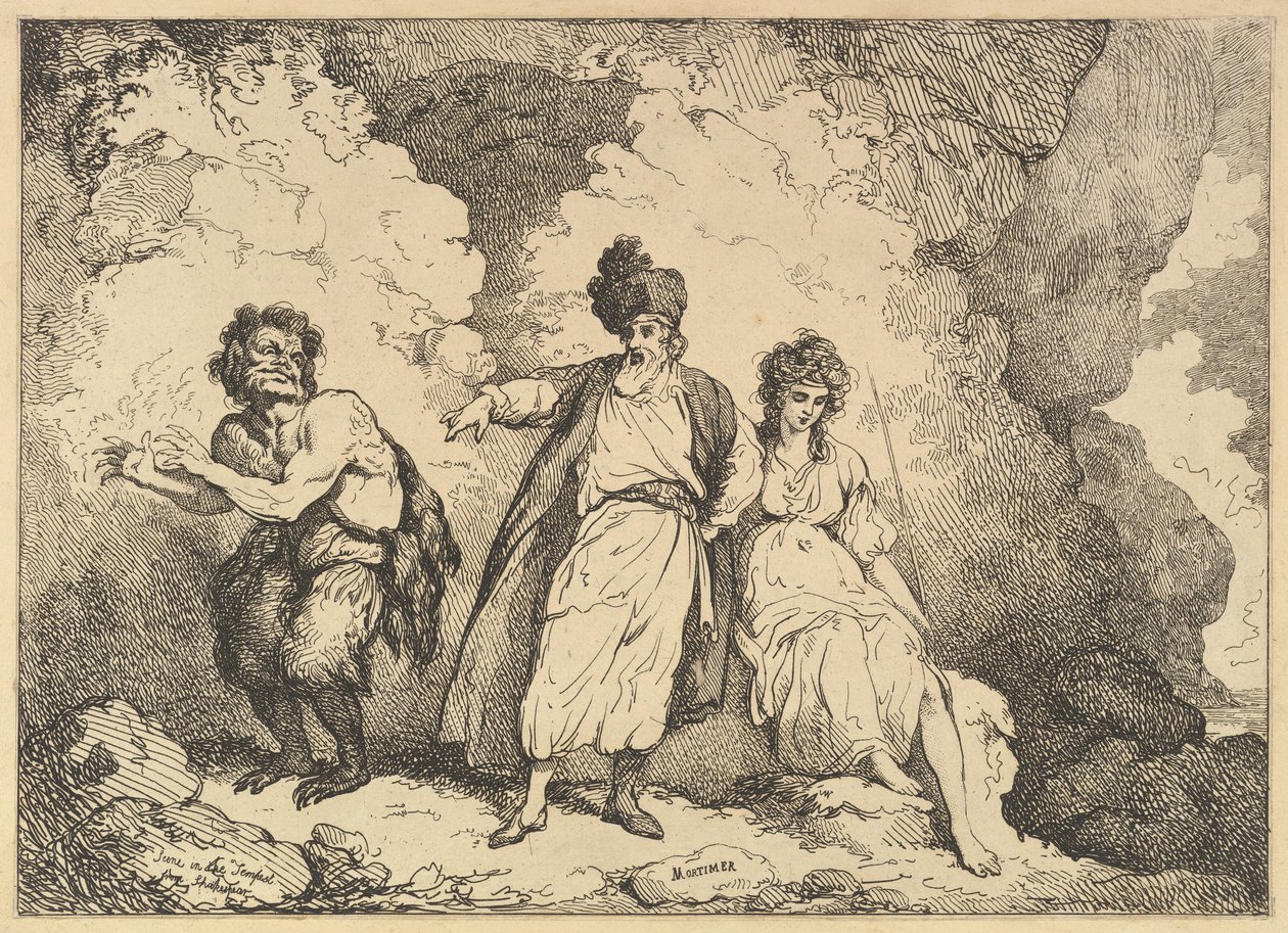 Scène de La Tempête : Caliban, Prospero et Miranda - Thomas Rowlandson