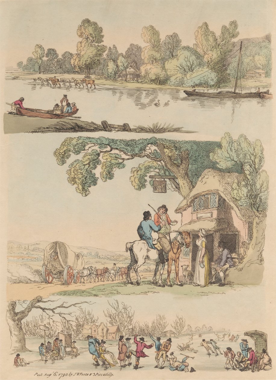 Ensemble de seize : Contours de figures et paysages - Thomas Rowlandson