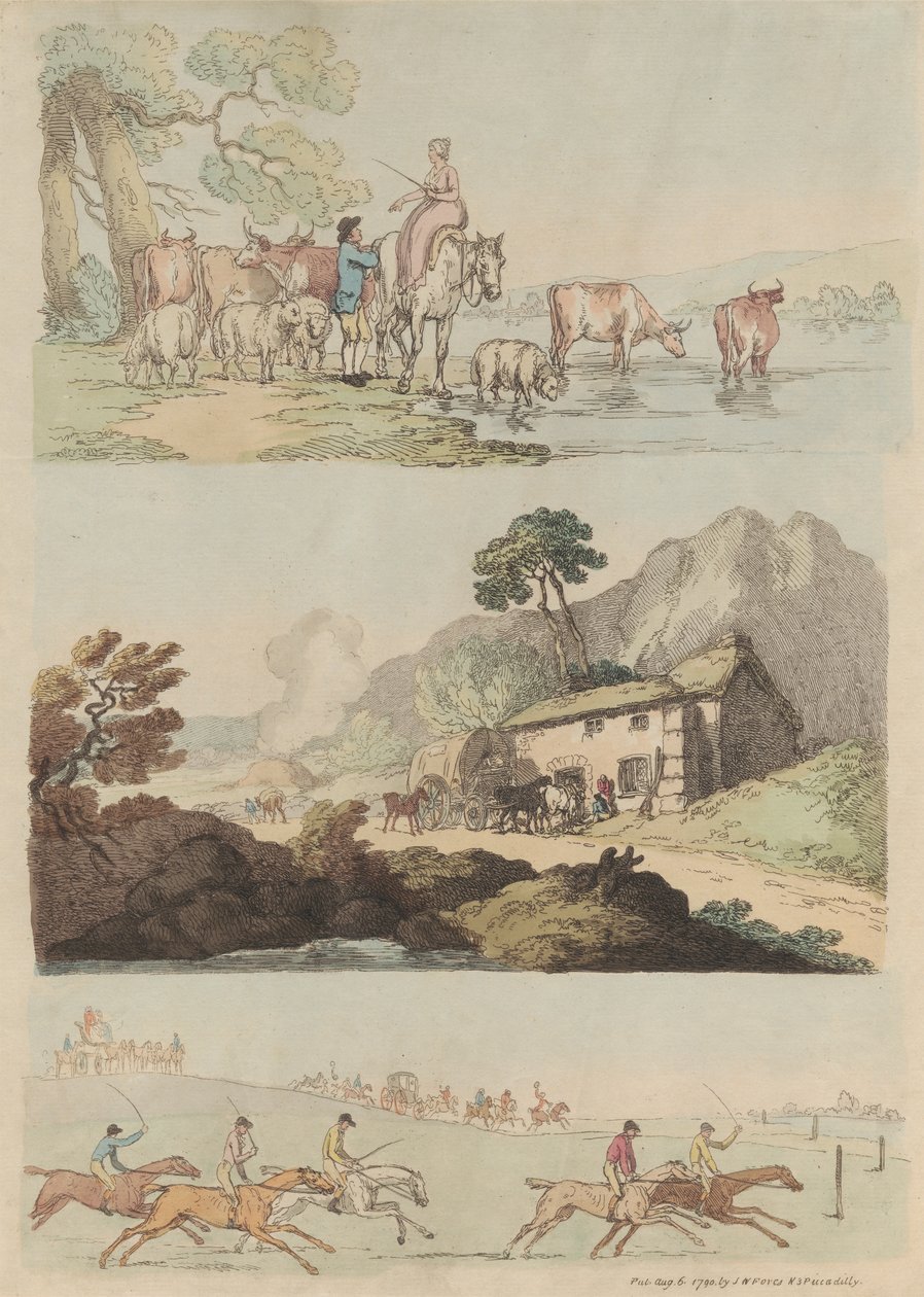 Ensemble de seize : Contours de figures et paysages - Thomas Rowlandson