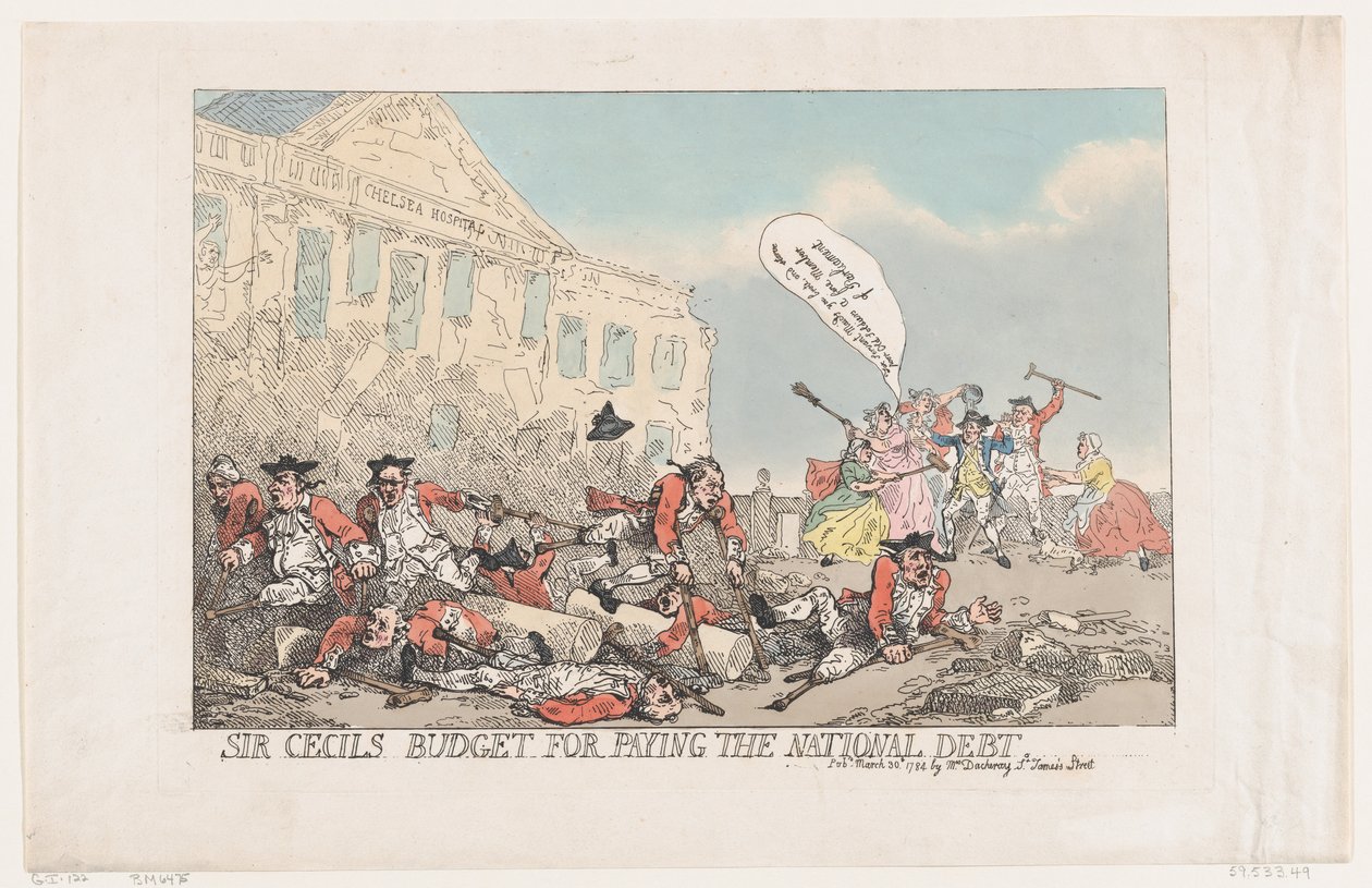 Le budget de Sir Cecil pour payer la dette nationale, 30 mars 1784 - Thomas Rowlandson