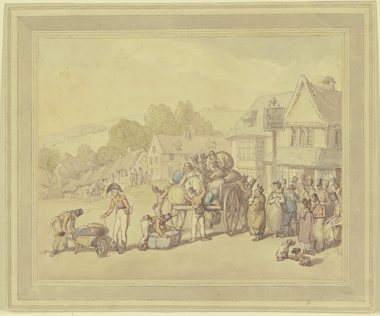 Des soldats devant une auberge - Thomas Rowlandson