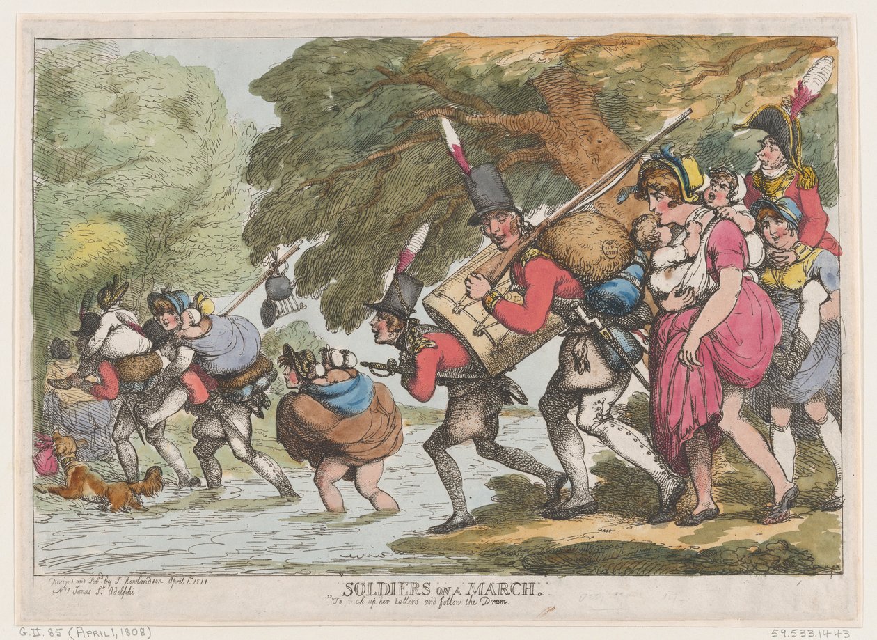 Soldats en marche - Thomas Rowlandson