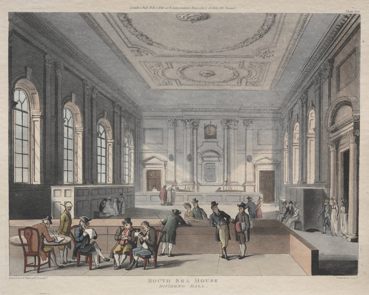 South Sea House, Dividend Hall, 1810 - Thomas Rowlandson