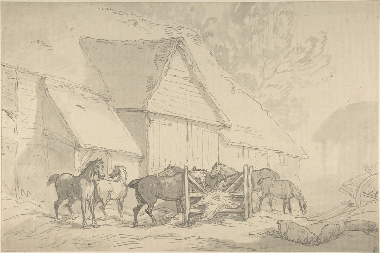 Écurie avec des chevaux - Thomas Rowlandson
