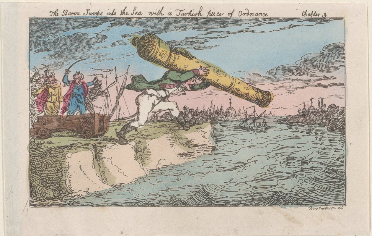 Le baron saute dans la mer avec une pièce d