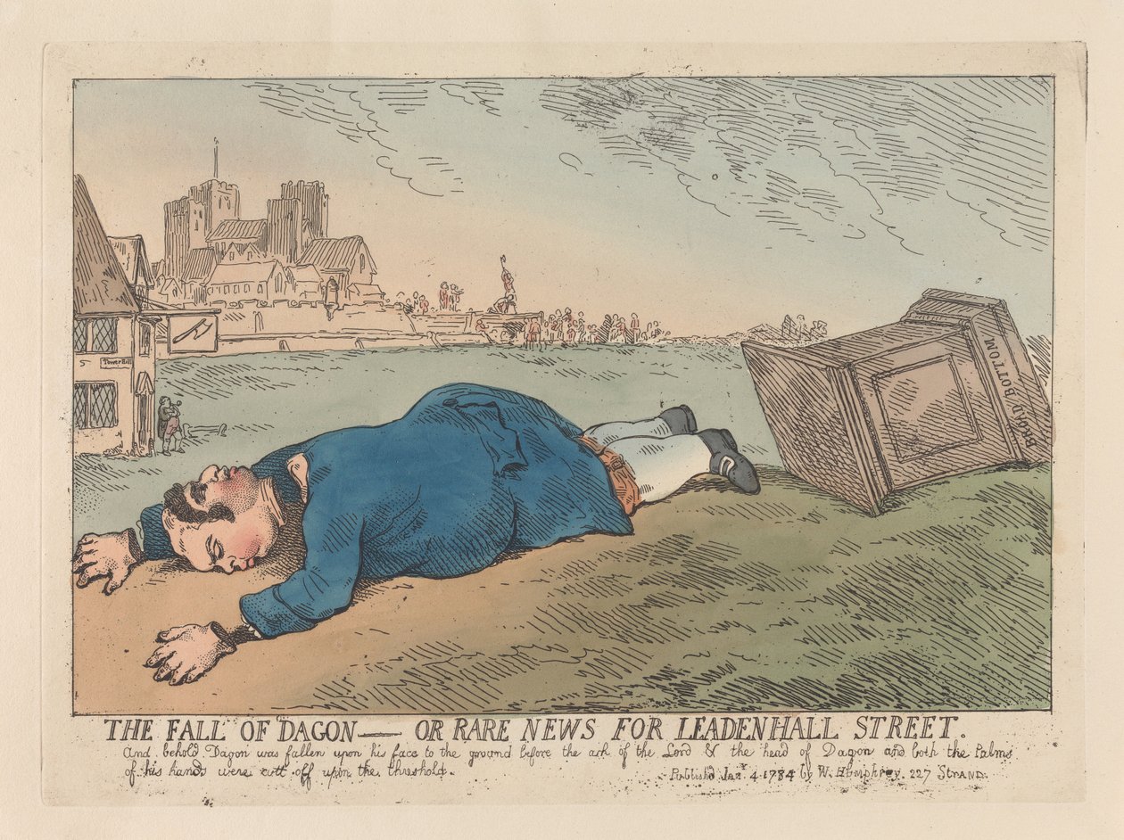 La chute de Dagon, ou des nouvelles insolites concernant Leadenhall Street - Thomas Rowlandson