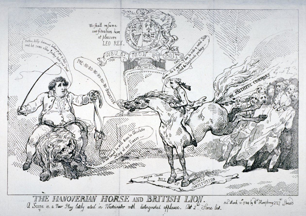 Le cheval hanovrien et le lion britannique - Thomas Rowlandson