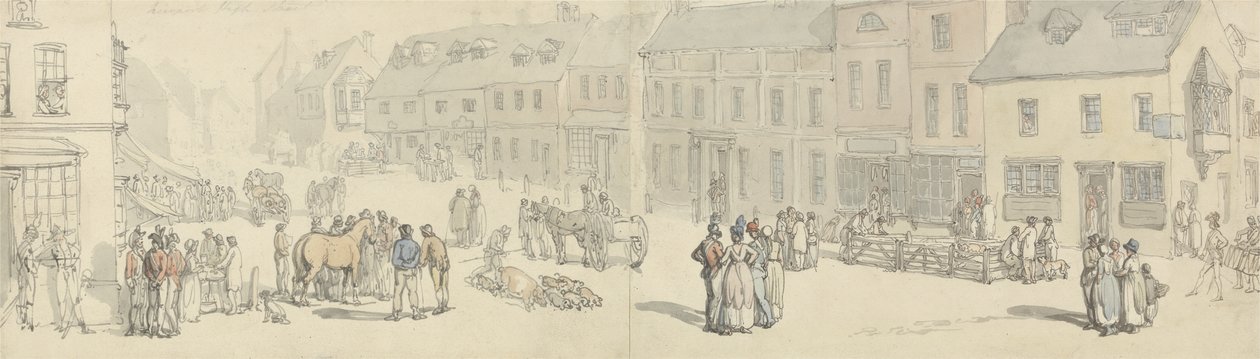 La rue principale le jour du marché, Newport, Île de Wight, vers 1797-1800 - Thomas Rowlandson