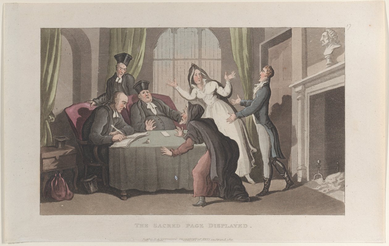 La page sacrée exposée, du Journal des voyages sentimentaux dans les provinces du Sud - Thomas Rowlandson