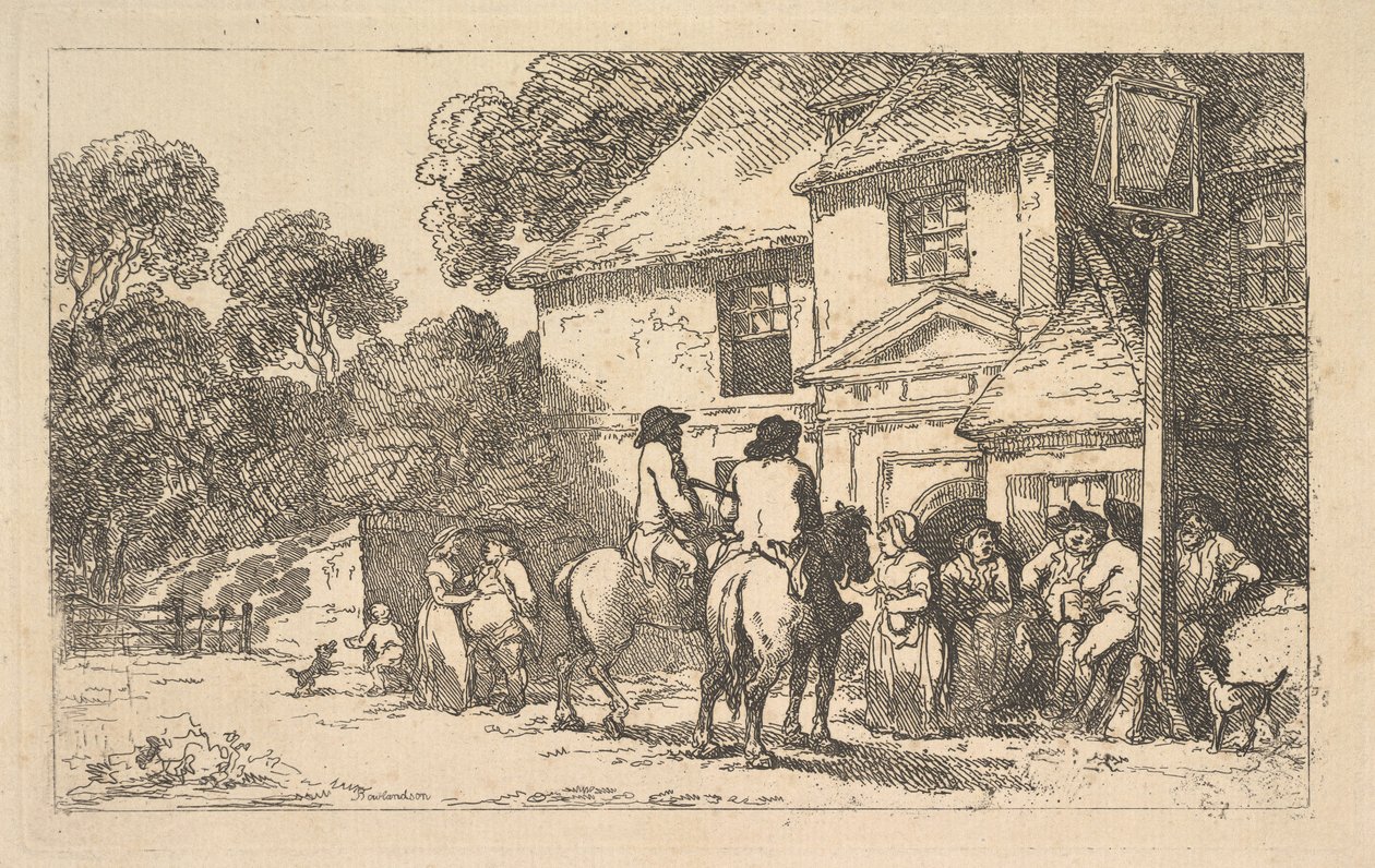 « Les Trois Fer à cheval », une auberge au bord de la route - Thomas Rowlandson