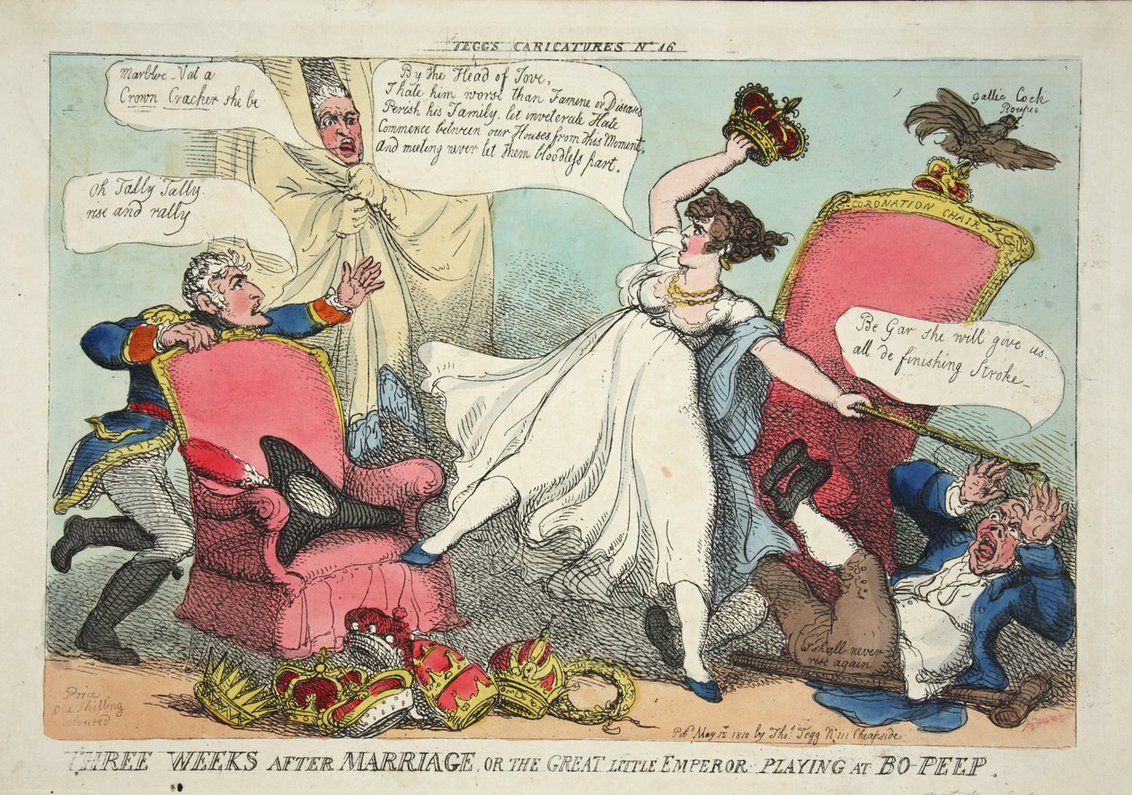 Trois semaines après le mariage, ou le grand petit empereur jouant à cache-cache, 1810 - Thomas Rowlandson