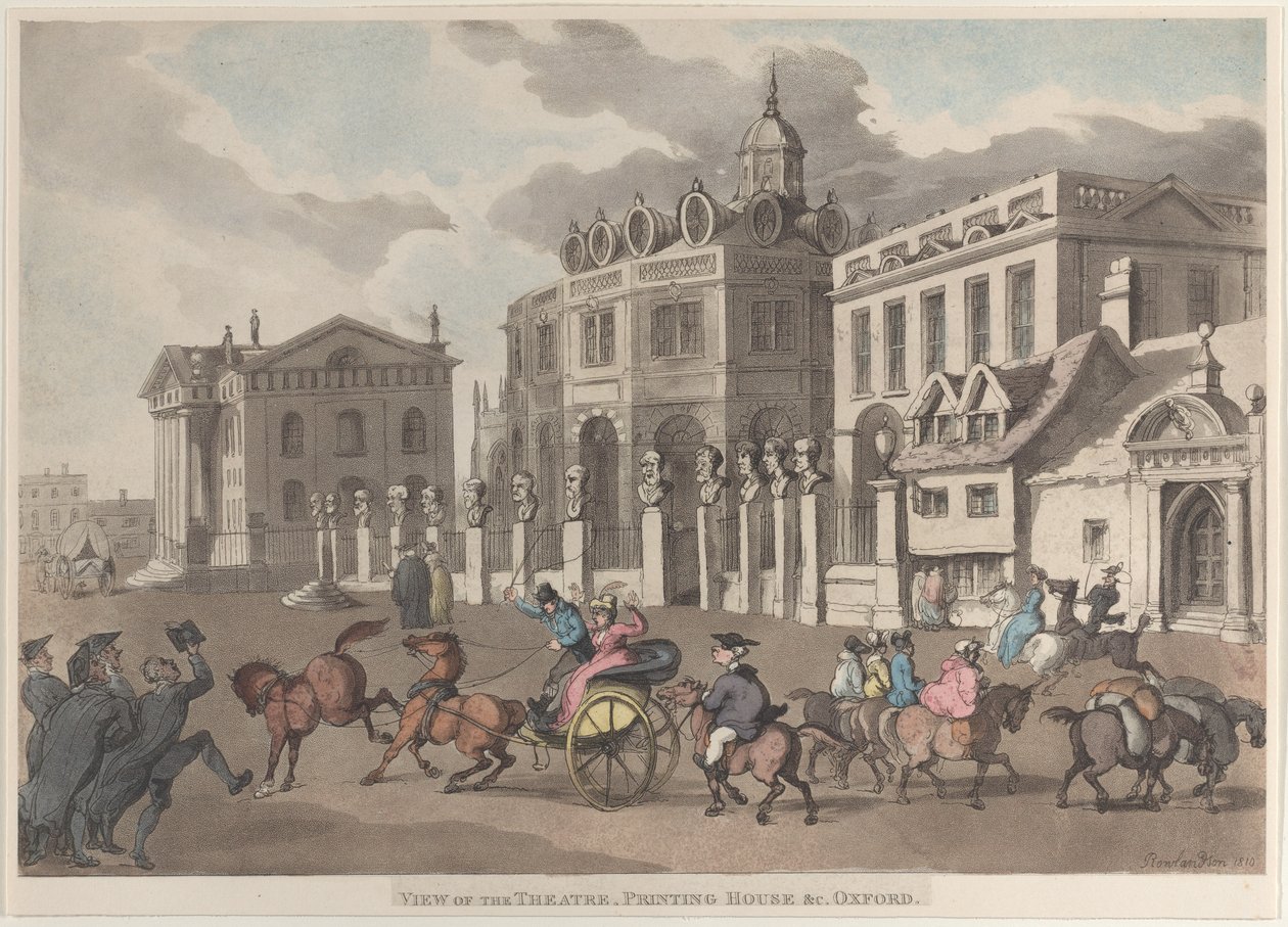 Vue du Théâtre, Imprimerie &c. Oxford, 1810 - Thomas Rowlandson