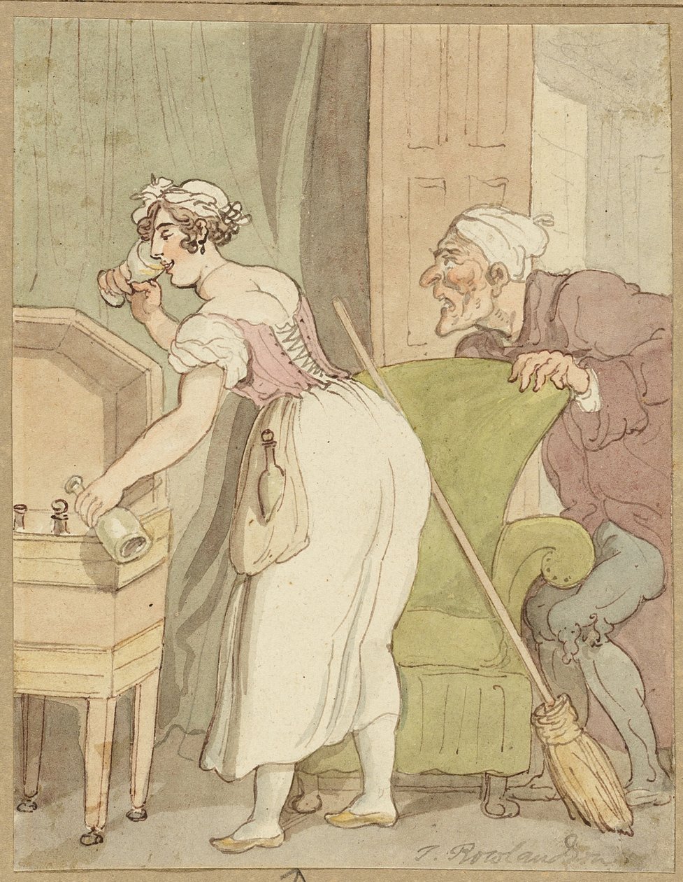 Femme surprise en train de voler une boisson - Thomas Rowlandson