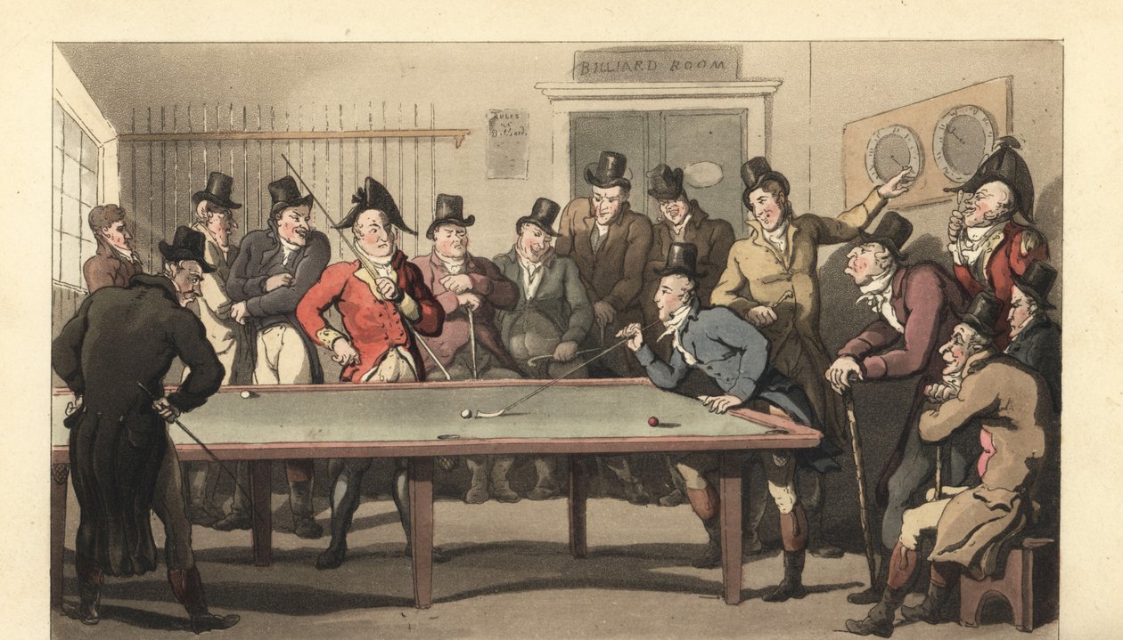 Jeunes gentlemen anglais jouant au billard - Thomas Rowlandson