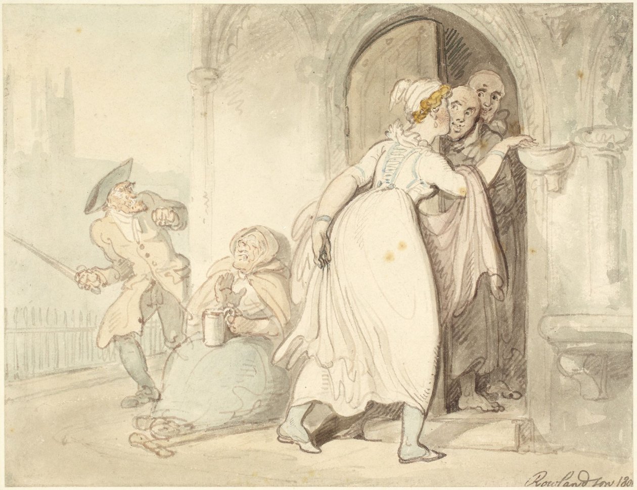 Jeune femme à la porte de l
