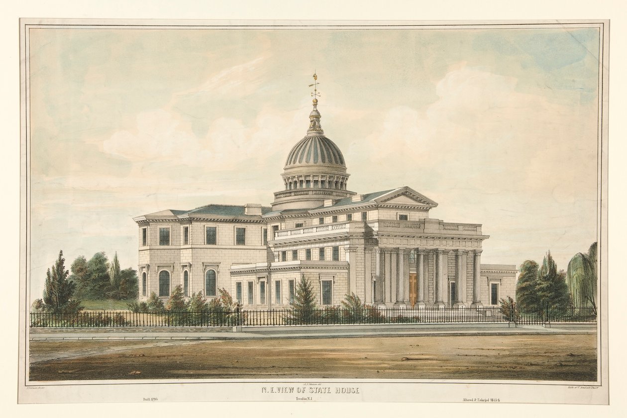Vue N.E. de la State House construite en 1794 - Trenton, N.J. Modifiée et agrandie en 1845-6 - Thomas S. Sinclair