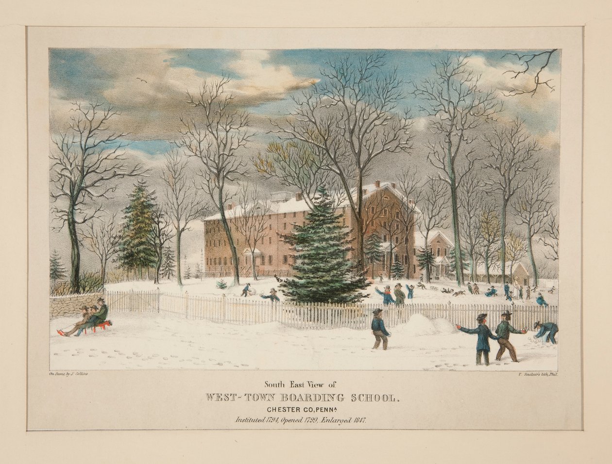 École de pensionnat de West-Town (vue sud-est), Chester Co., Pa. - Thomas S. Sinclair