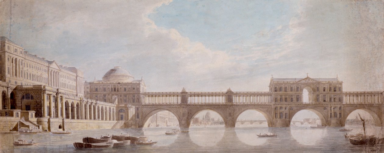 Projet de conception pour un pont sur la Tamise à Somerset House - Thomas Sandby