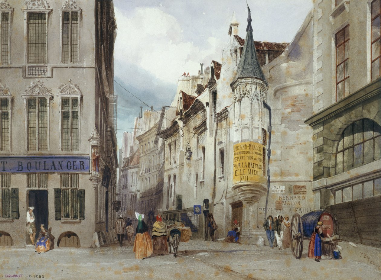 Le carrefour des rue Bailleul et Jean Tison, actuel 1er arrondissement, Paris. - Thomas Shotter Boys