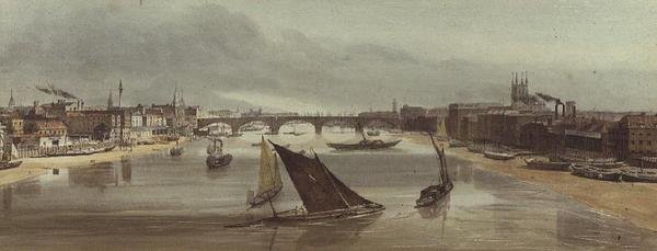 Pont de Londres depuis le pont de Southwark (Monument à gauche) - Thomas Shotter Boys