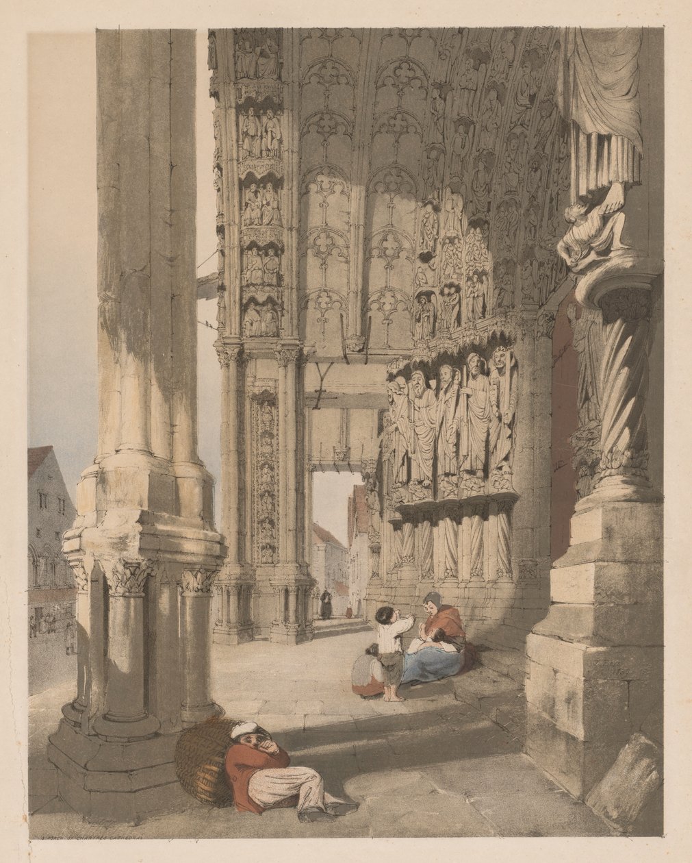 Architecture pittoresque à Paris, Gand, Anvers, Rouen, etc. : Porche sud de la cathédrale de Chartres - Thomas Shotter Boys