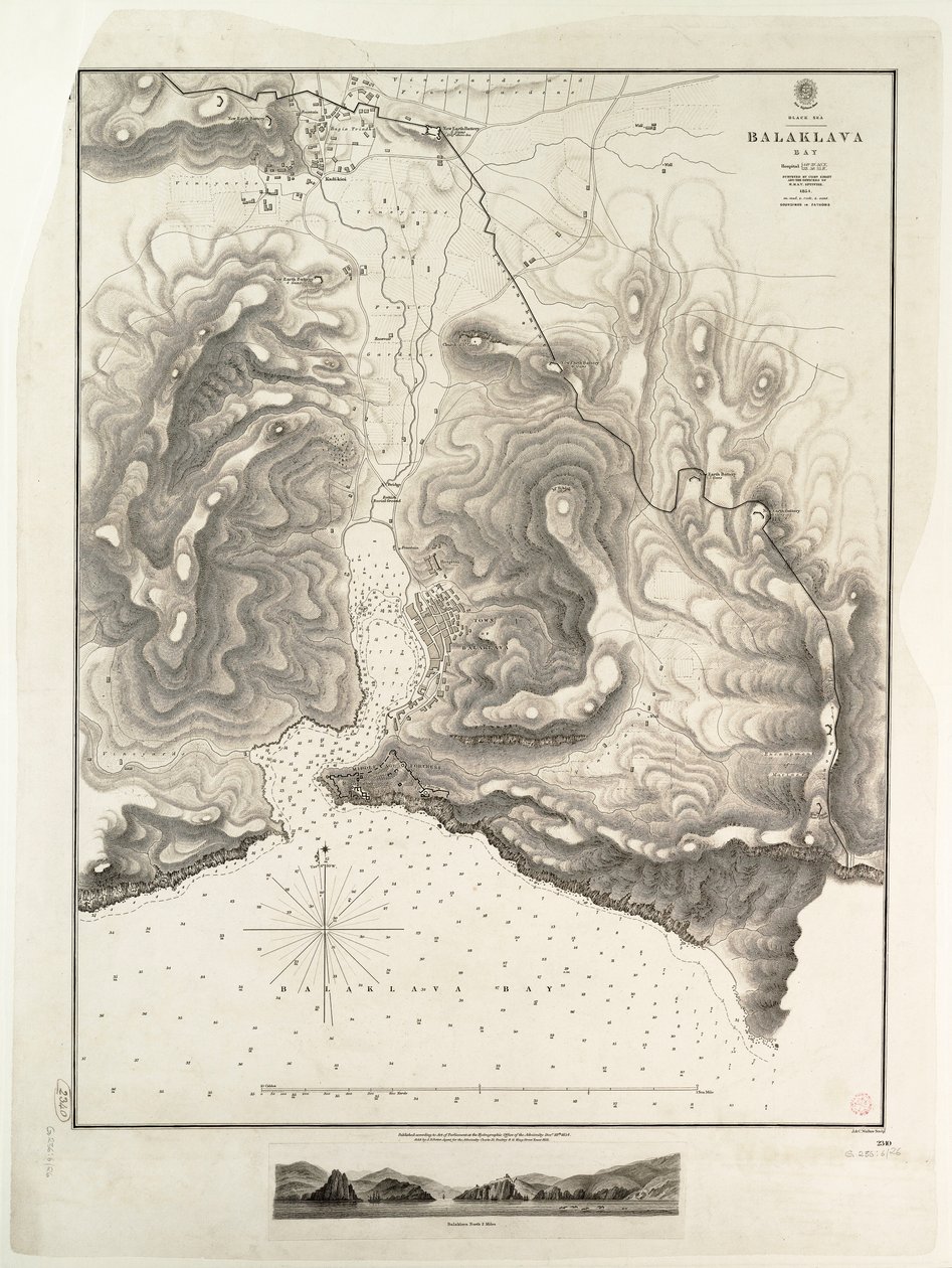 Baie de Balaklava, mer Noire, relevée par le commandant Spratt du HMSV 