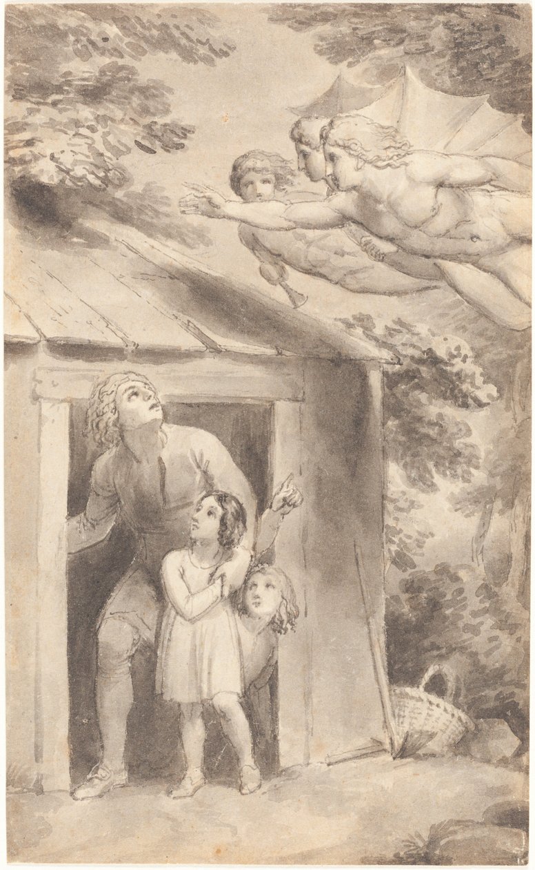 Pierre et ses enfants visités par trois figures volantes - Thomas Stothard