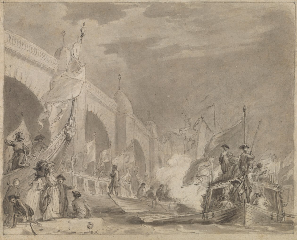 Pont de Westminster et la barge royale (La barge royale et Westminster) - Thomas Stothard