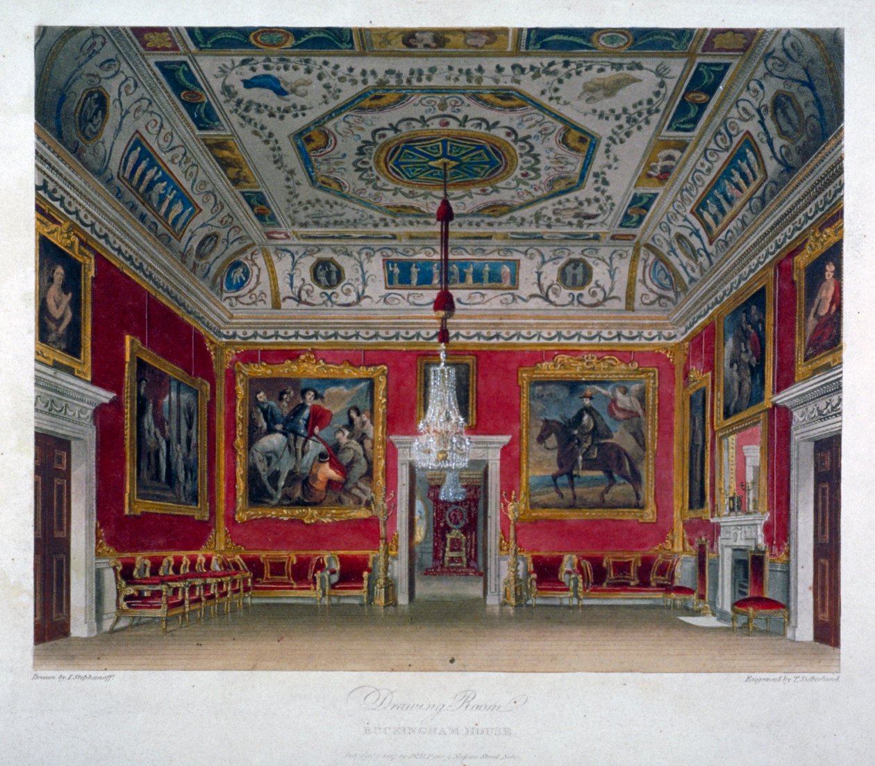 Vue intérieure du salon de Buckingham House, Westminster, Londres - Thomas Sutherland