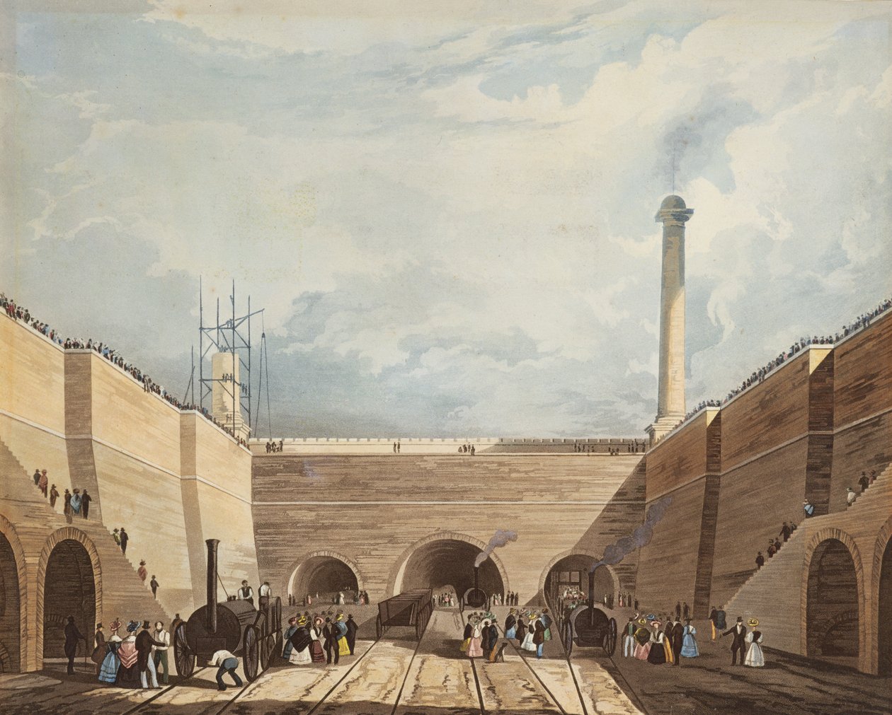 Entrée du chemin de fer à Edge Hill, Liverpool, gravé par H. Pyall - Thomas Talbot Bury