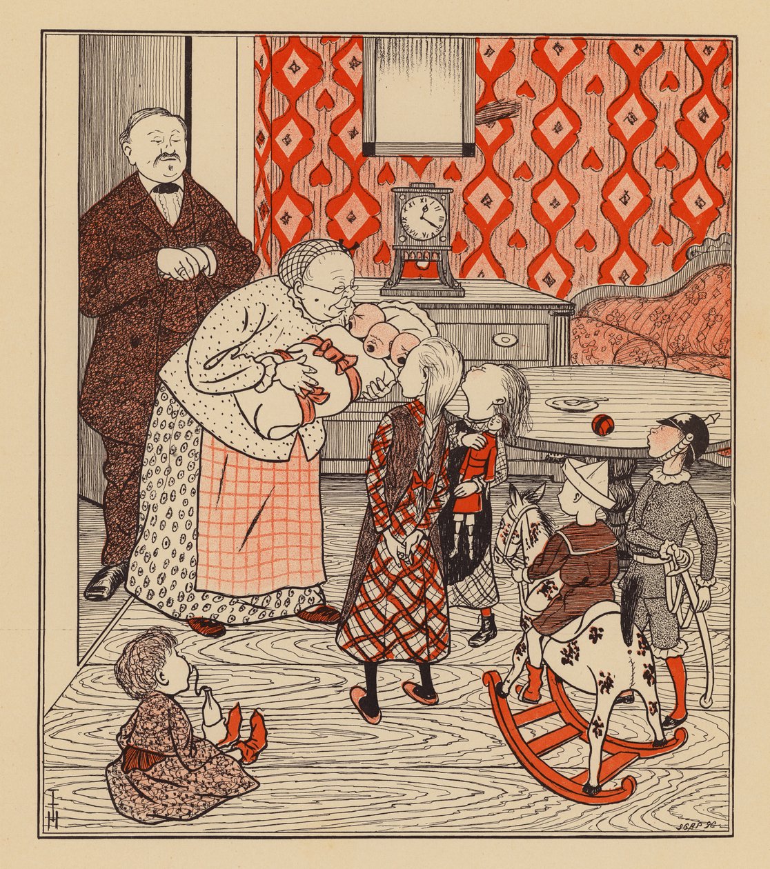 Un mari modèle (lithographie couleur) - Thomas Theodor Heine