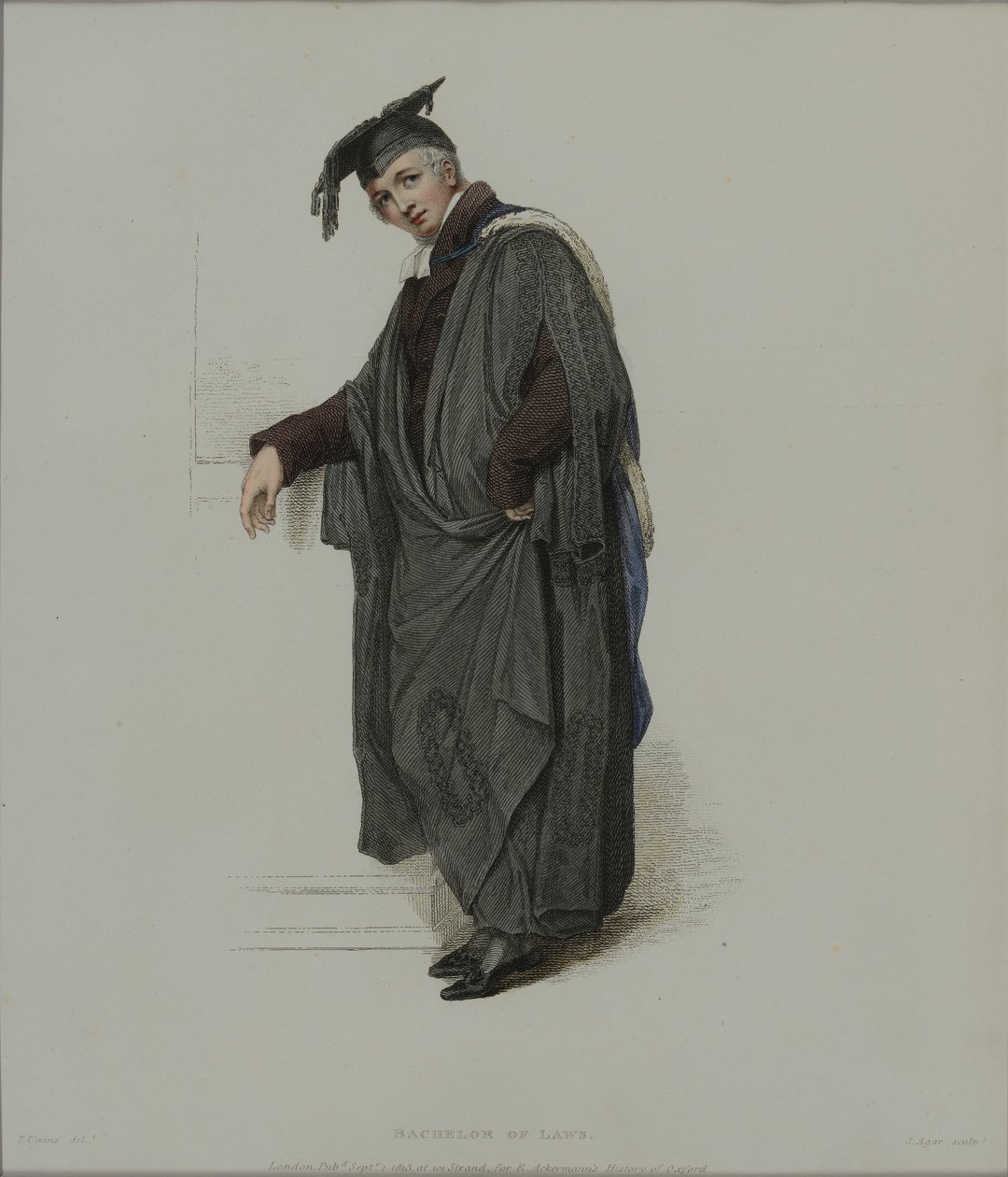 Bachelier en droit, gravé par J. Agar, publié dans 