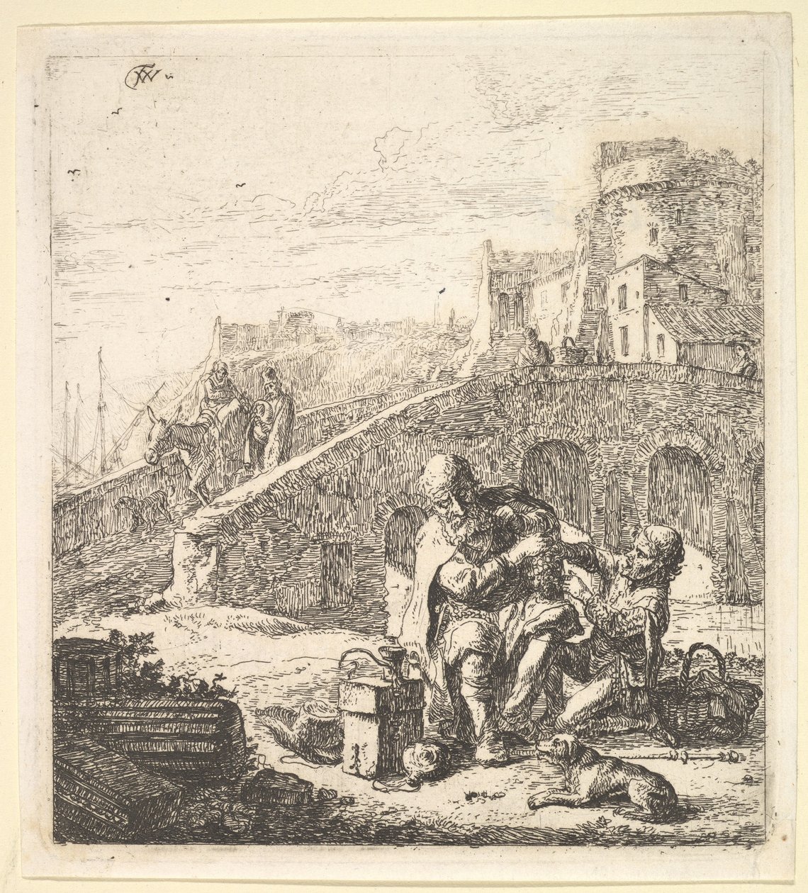 Lazarillo volant des raisins au pauvre mendiant aveugle, 17ème siècle - Thomas Wijck