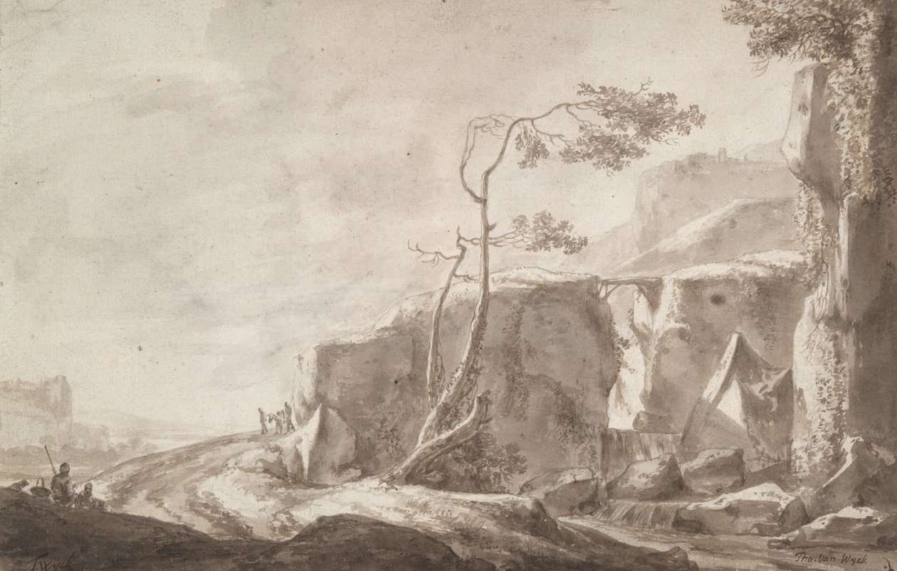 Paysage rocheux avec un ruisseau - Thomas Wijck