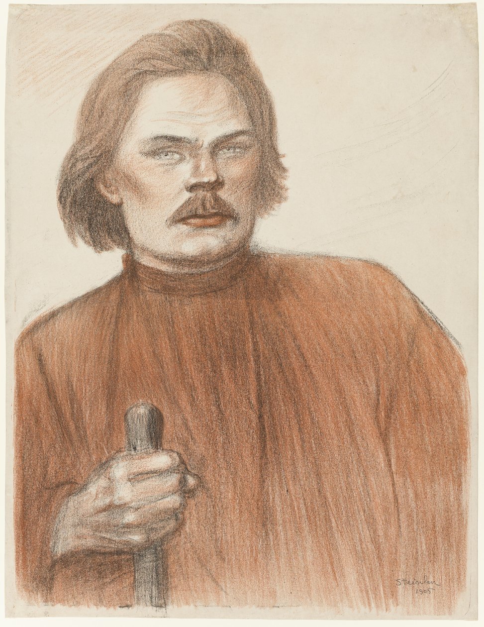 Portrait de face, à partir de la taille, de Maxime Gorki - Théophile Alexandre Pierre Steinlen