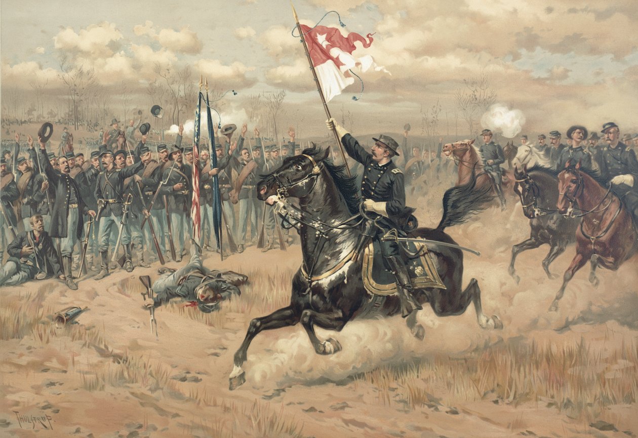 La célèbre chevauchée de Sheridan à la bataille de Cedar Creek en Virginie en 1864 - Thure de Thulstrup