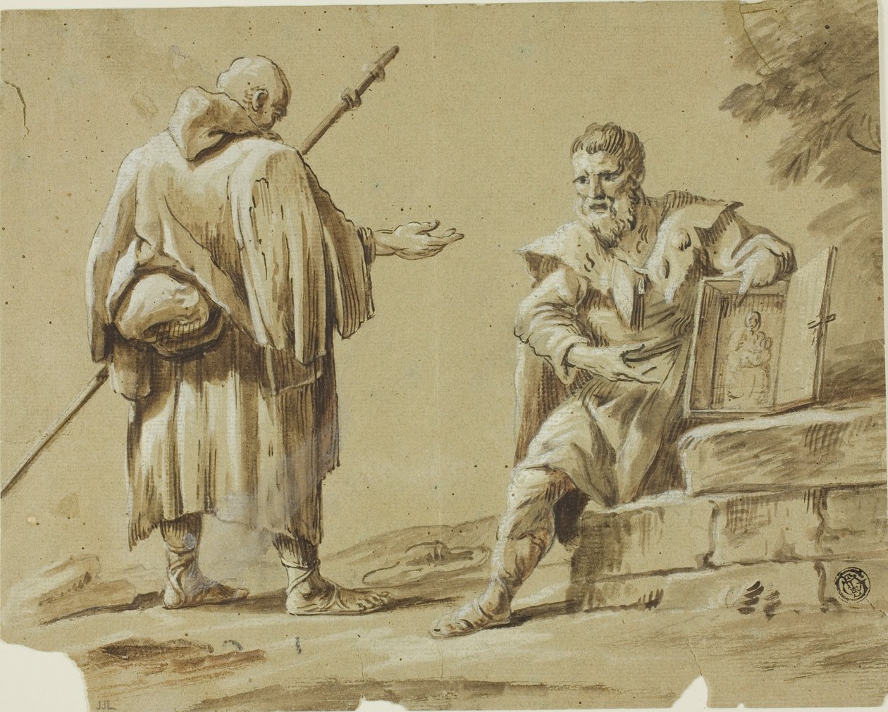 Deux pèlerins avec sanctuaire portable - Tiberius Dominikus Wocher