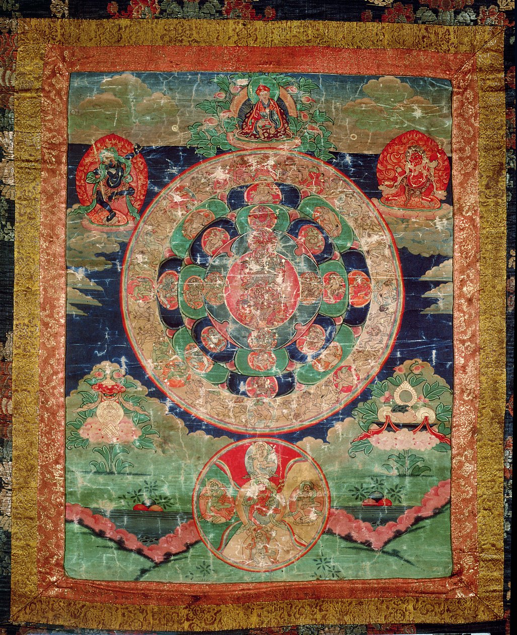 Bardo Mandala, Thangka montrant la période entre la mort et la réincarnation - Tibetan School