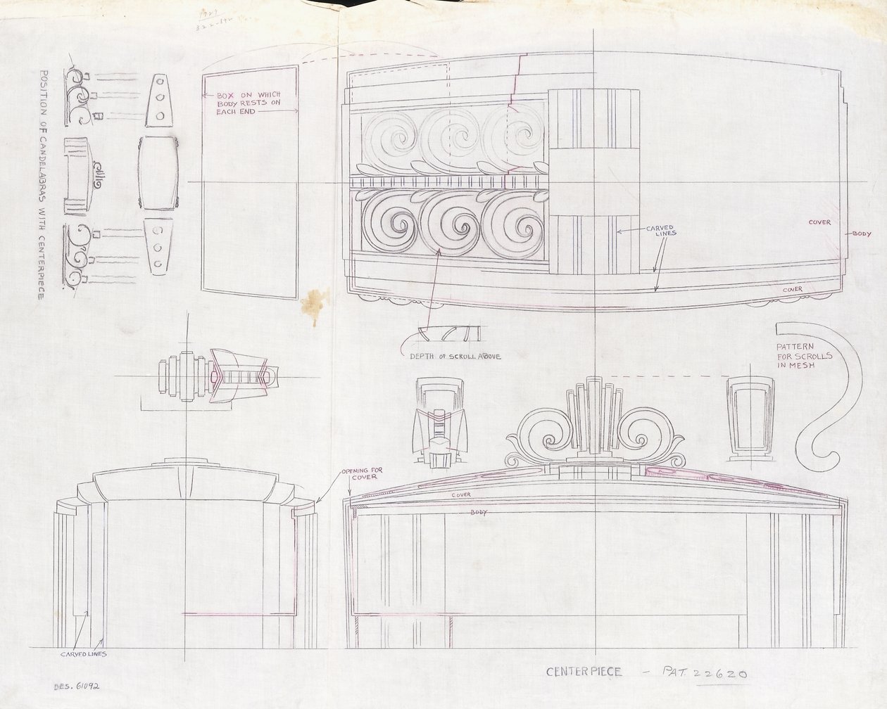 Dessin de design pour un centre de table d