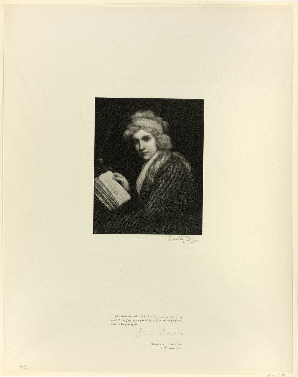 Portrait de Mary Wollstonecraft, des Maîtres anglais anciens - Timothy Cole