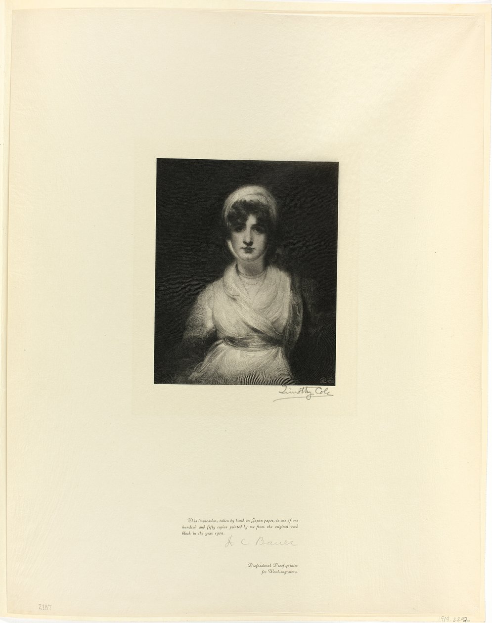 Portrait de Mme Siddons, des Maîtres Anglais Anciens - Timothy Cole