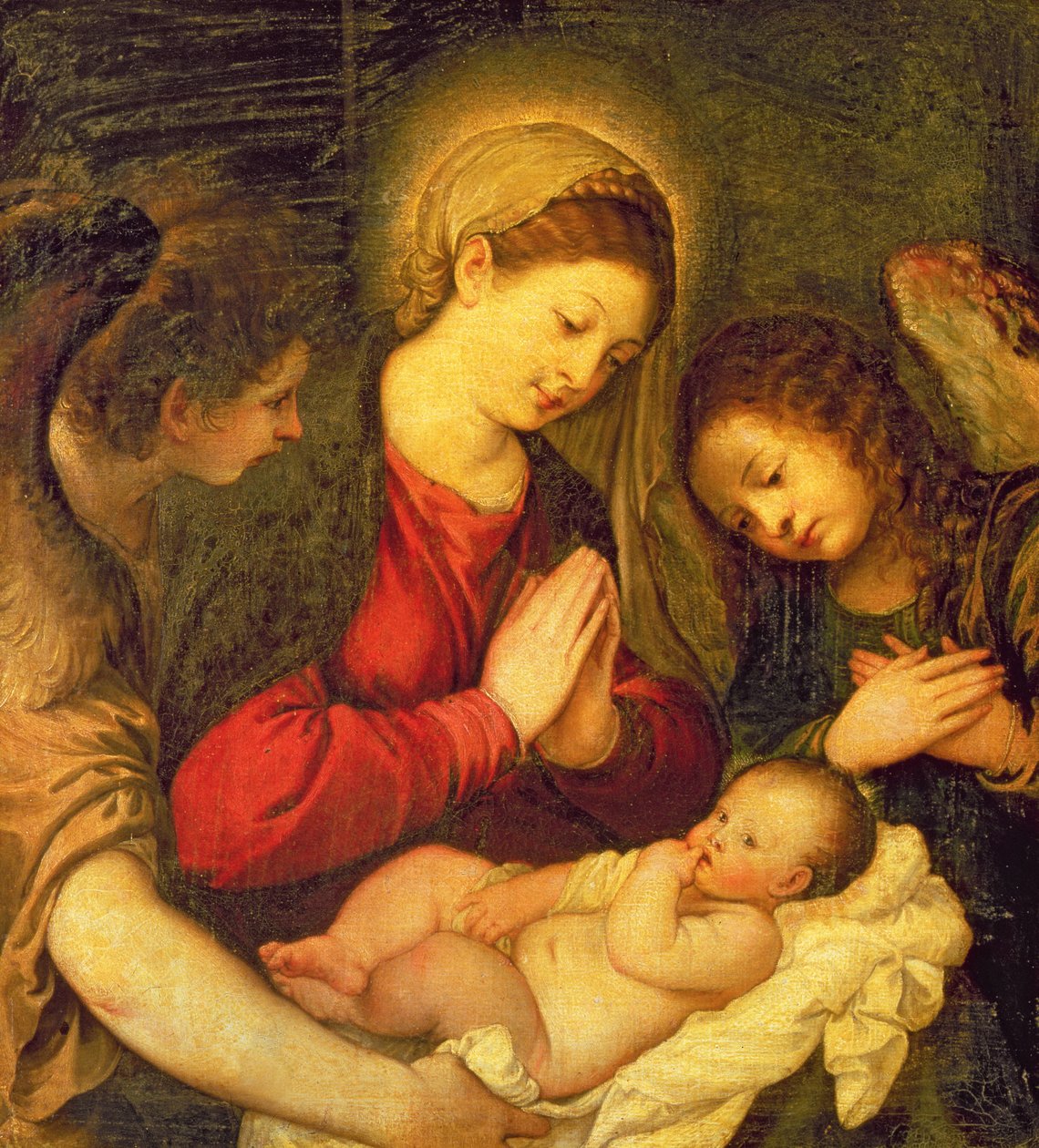 Madone et Enfant avec deux anges - Tiziano Vecelli