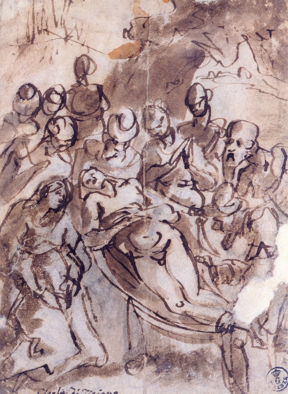 Déposition, dessin - Titian (c.1488-1576)