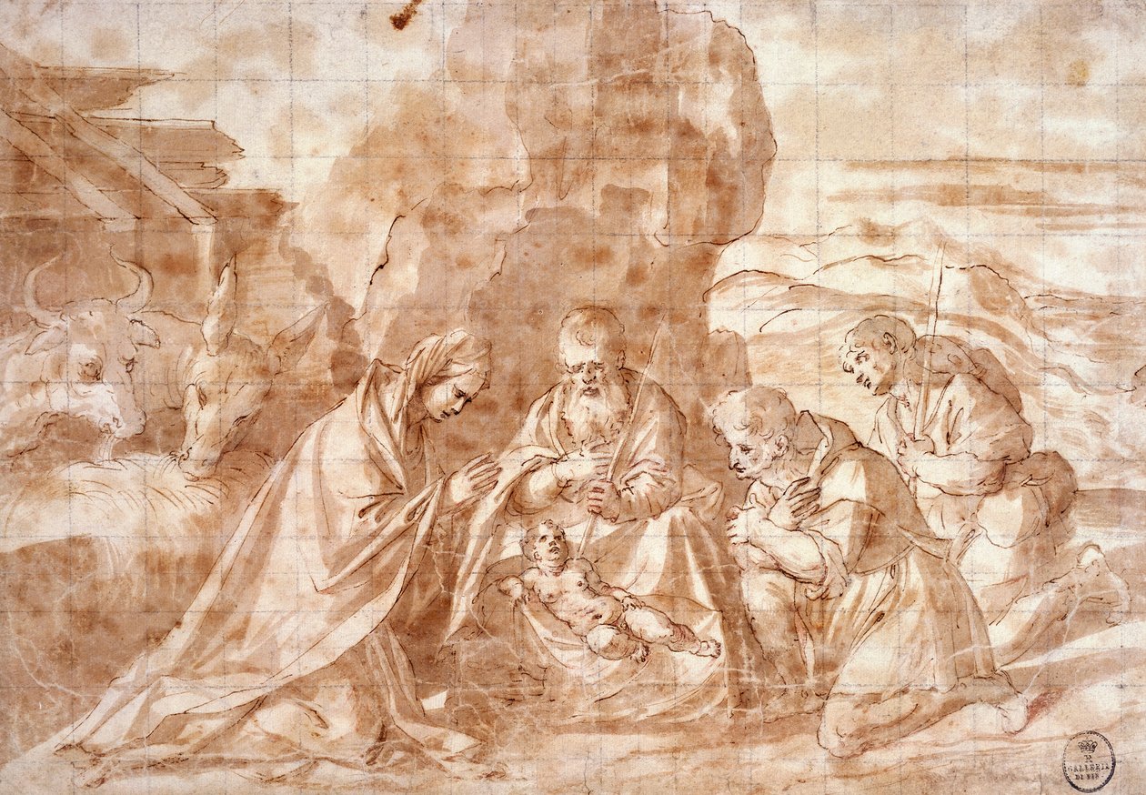 Nativité, dessin - Titian (c.1488-1576)