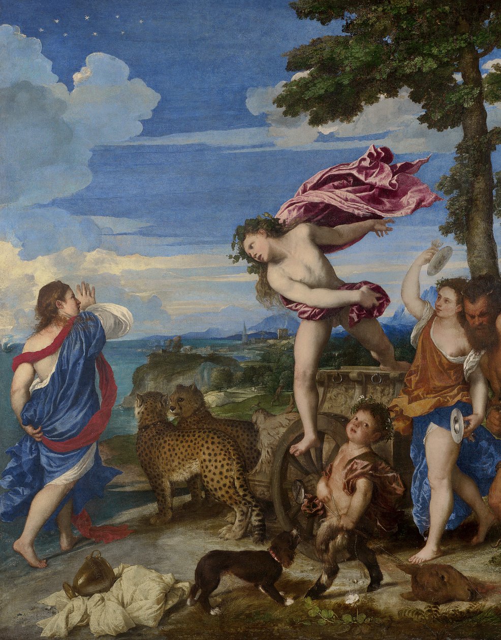 Bacchus et Ariane, 1520-23 (pré-restauration) (détail) - Tiziano Vecelli