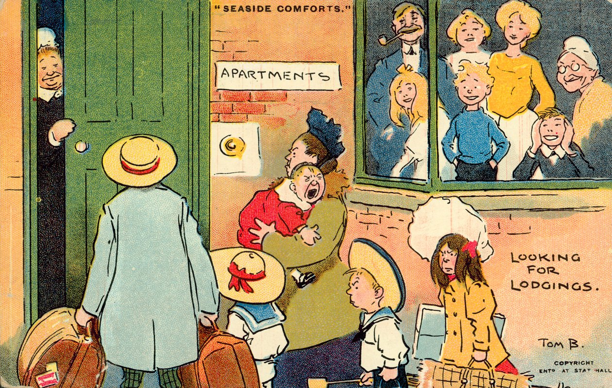 Seaside Comforts, Looking for Lodgings (lithographie couleur) - Tom Browne